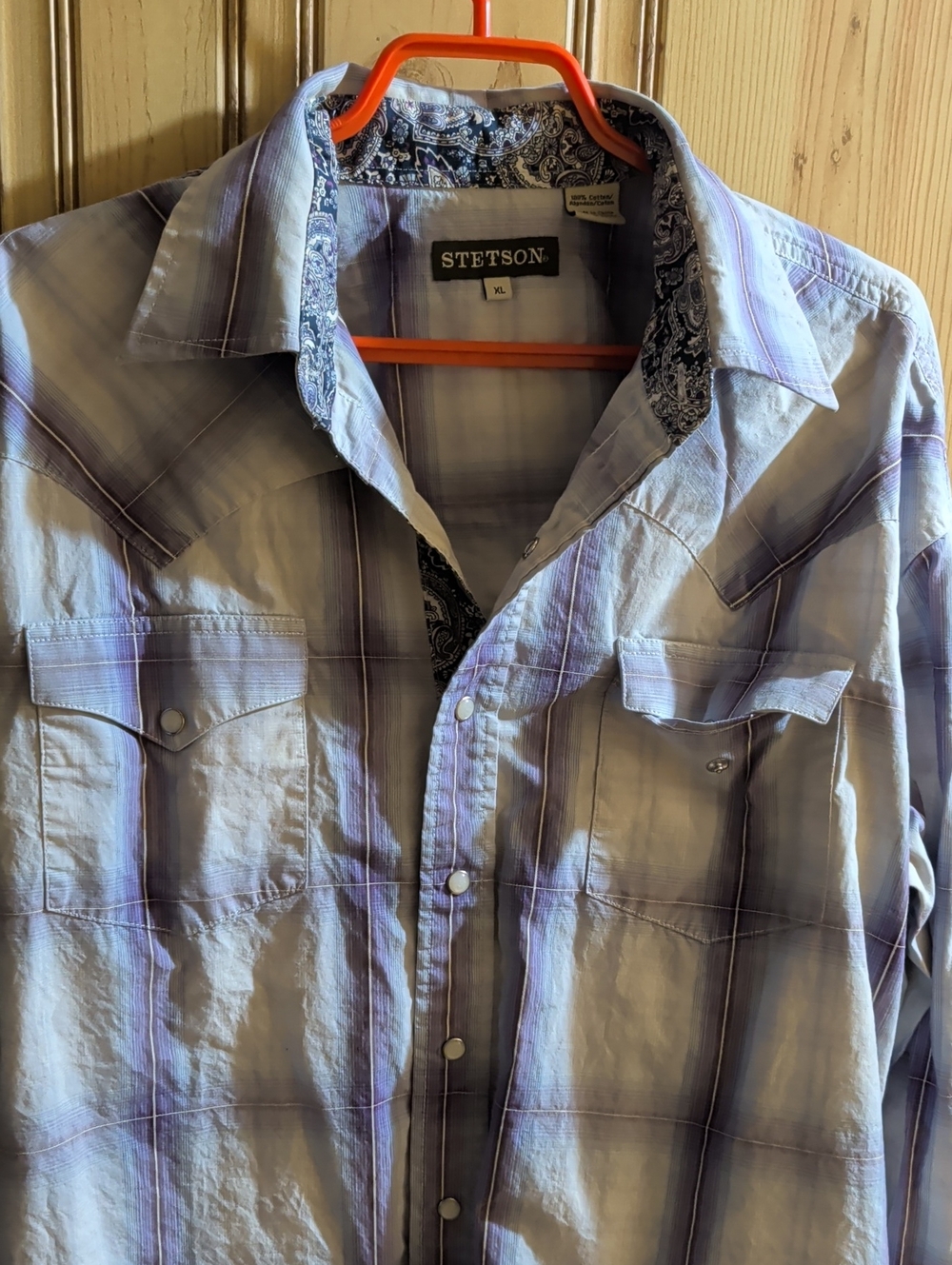 Stetson Men’s Light Purple Plaid Western Button-Down Shirt